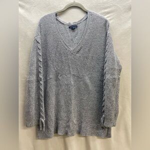 American Eagle Gray V-Neck Sweater